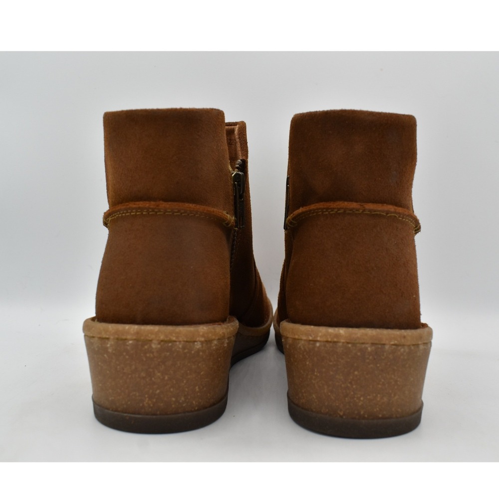 Born Women Size 8 Viv Brown Distressed Leather Zip Western Wedge Booties Boots - Picture 5 of 13
